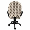 thumbnail image 3 of Abstract Office Chair Slipcover, Nested Outlines of Geometric Tribal Rhombus Like Pattern, Protective Stretch Decorative Fabric Cover, Standard Size, Eggshell and Seal Brown, by Ambesonne, 3 of 5