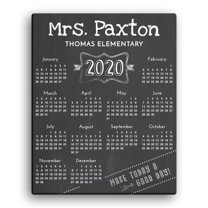 Personalized 2020 Chalkboard Calendar Canvas Wall Art, 11" x 14"