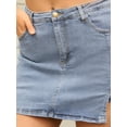 thumbnail image 5 of DARING DIVA Women's High Waisted A Line Stretchy Side Slit Mini Denim Skirt M Light Blue, 5 of 7