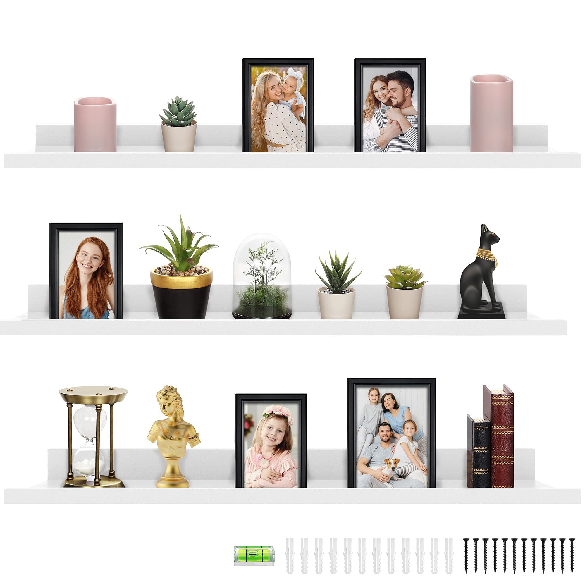 Floating Shelves, Set of 3 Wall Shelves (Multiple Sizes & Colors) by