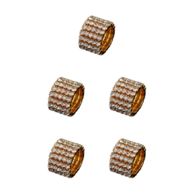Sonducket Anillo de compromiso único, promesa de boda, diamantes deslumbrantes, aleación de estilo incomparable, resistente, dorado, 5 filas Type2 NO2