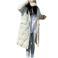 thumbnail image 2 of UPPADA Women's Long Winter Puffer Coats Hooded Over Knee Outerwear Maxi Quilted Jackets Warm Padded Coat with Pockets,Woman Coats White,L, 2 of 5