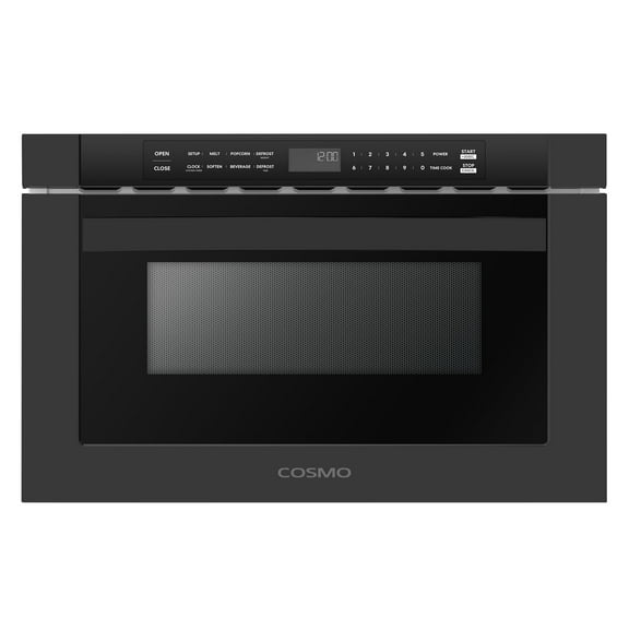 Cosmo 24 in. Haven Collection 1.2 cu. ft. Built-in Microwave Drawer, 1000W, Touch Controls, Defrosting Rack in Matte Black