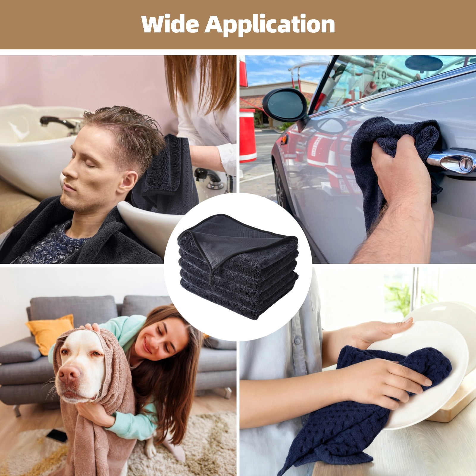 5 PCS Car Drying Towels, 24 x 35 in Shiny Wipe Towels, Large Microfiber Bathing Cleaning Towel, Super Absorbent Shower Towels, Cleaning Cloth for Window, Door, Kitchen, Car, Pet
