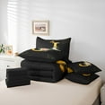 thumbnail image 5 of Homewish Initial J Letter Bedding Comforter Set 7 Pieces, Butterfly Rose Floral Full Bedding Set, Black Gold Sequin Print Reversible Fitted Sheet Flat Sheet, Breathable Home Decor, 5 of 7