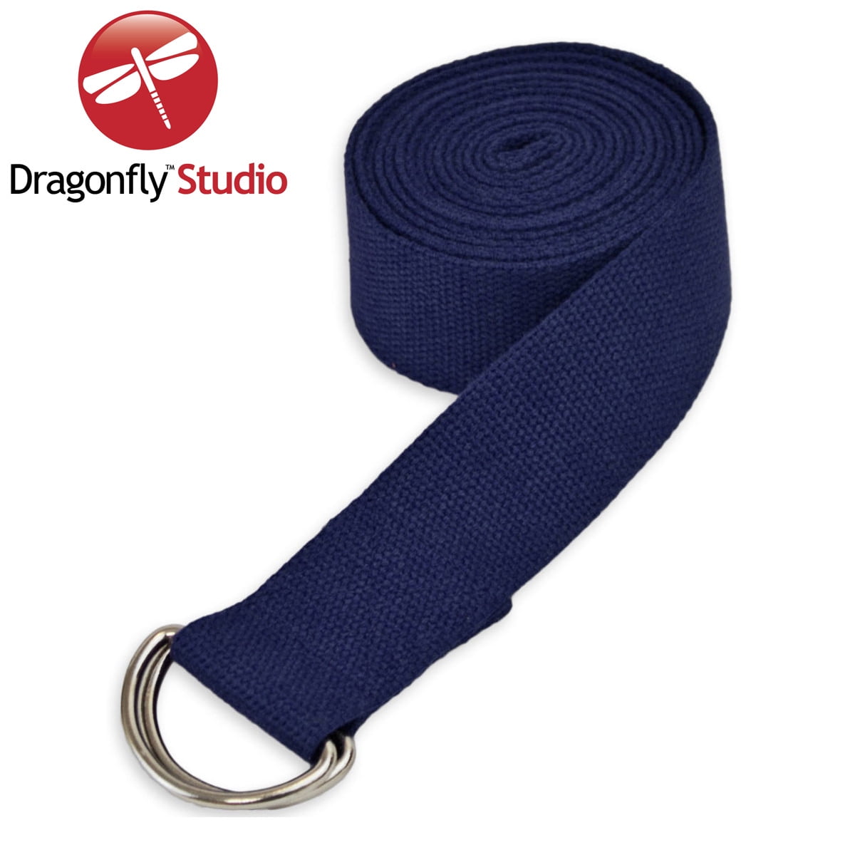 Dragonfly Studio Cotton 8ft D-Ring Yoga Strap Blue by DragonFly Yoga