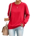 thumbnail image 3 of UDAUDU Womens Oversized Sweatshirts Pullover Crewneck Tops 2026 Fall Outfits | Comfy Comfort Hoodies, Athletic Work Out Gym Sweat Shirts Travel Airport Clothes, Womens Winter Clothing Red XL, 3 of 8