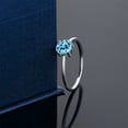 thumbnail image 4 of Gem Stone King 10K White Gold Swiss Blue Topaz Solitaire Engagement Ring for Women (1.00 Cttw, Round 6MM, Gemstone November Birthstone, Size 9.5), 4 of 5