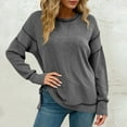 thumbnail image 3 of FAIWAD Womens Sweatshirts Crew Neck Long Sleeve Colorblock Side Slit Pullover Tops Casual Oversized Outfits, 3 of 6