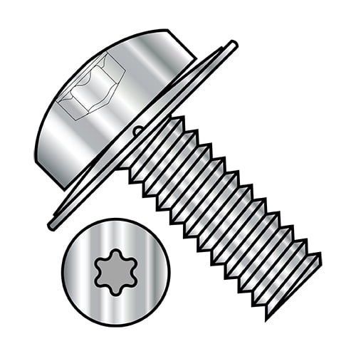 10-32X3/8 6 Lobe Pan Square Cone 410 Stainless Sems Fully Threaded 18-8 Stainless Steel (Pack Qty 5,000) BC-1106CTP188
