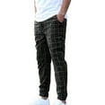 thumbnail image 2 of Handshe Men's Casual Pants with Checkered Pockets, Cuffed Hem, and Elastic Drawstring Waist for Comfortable Outdoor Wear,Plus Size, 2 of 3