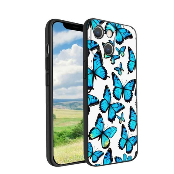 Compatible with iPhone 13 Phone Case, Butterflies 68 Case Men Women, Flexible Silicone Shockproof Case for iPhone 13