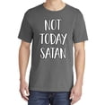thumbnail image 2 of Wild Bobby,Not Today Satan Funny Witty, Streetwear, Garment-Dyed Washed Look Short Sleeve T-Shirt, Charcoal, Small, 2 of 3