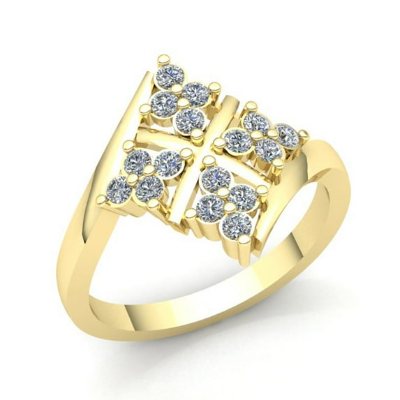 Real 0.25ctw Round Cut Diamond Ladies Personalized Flower Engagement Fancy Ring Solid 14K Rose, White or Yellow Gold GH SI2