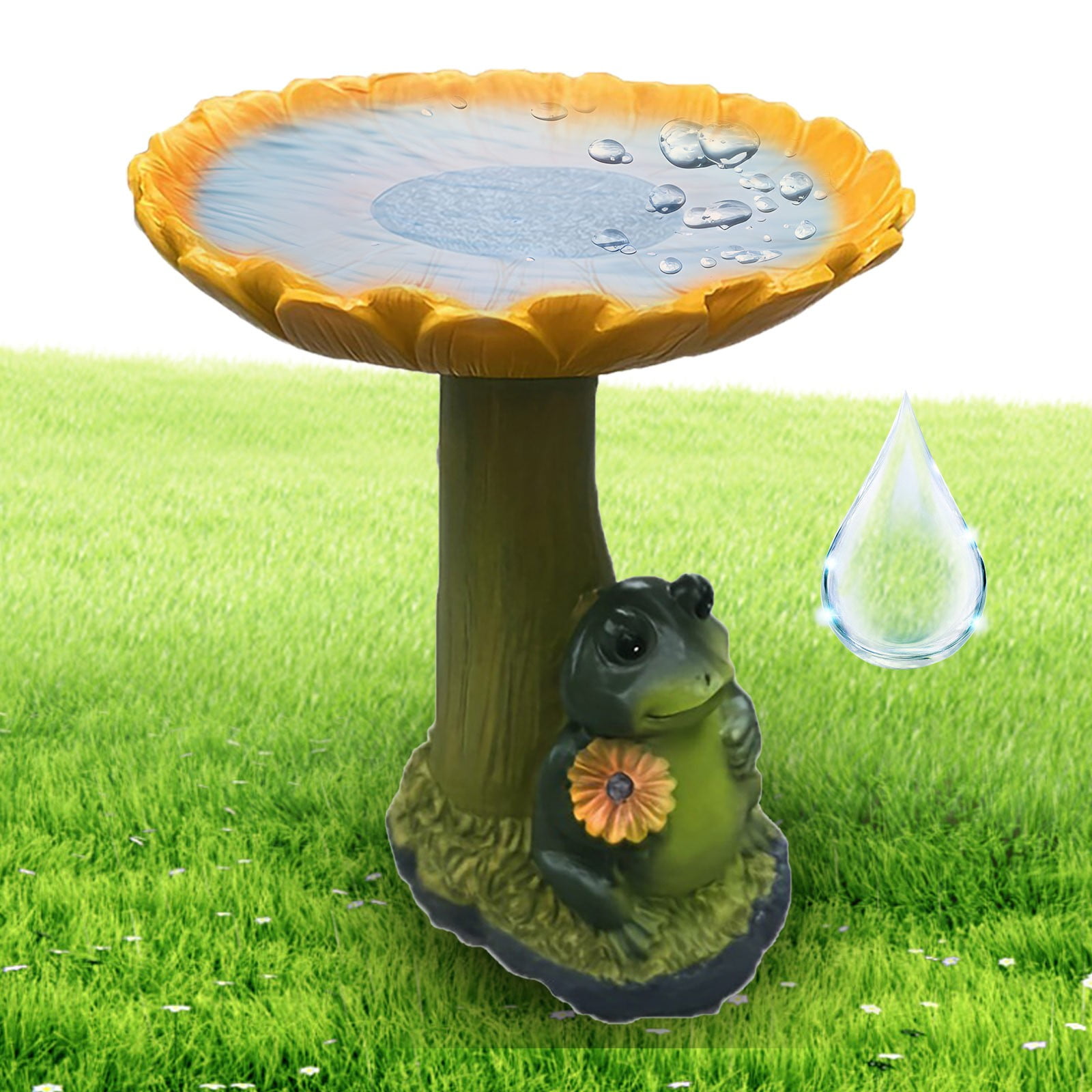 Hot Sale! Fdelink Yard Garden Frog Bird Feeder Standing Bird Feeder Sunflower Bird Ground Bird Baths for Outside Sunflower Outdoor Decor Small Ornaments Resin Water Bath, Bird Feeder*1Bird Feeder