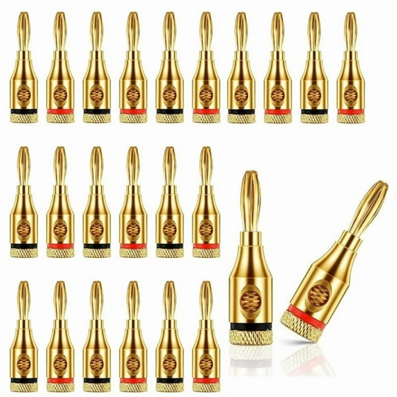 24pcs 4mm Gold-Plated Musical Cable Wire Banana Plug Audio Speaker Connector Musical Speaker Cable Wire Pin Connector