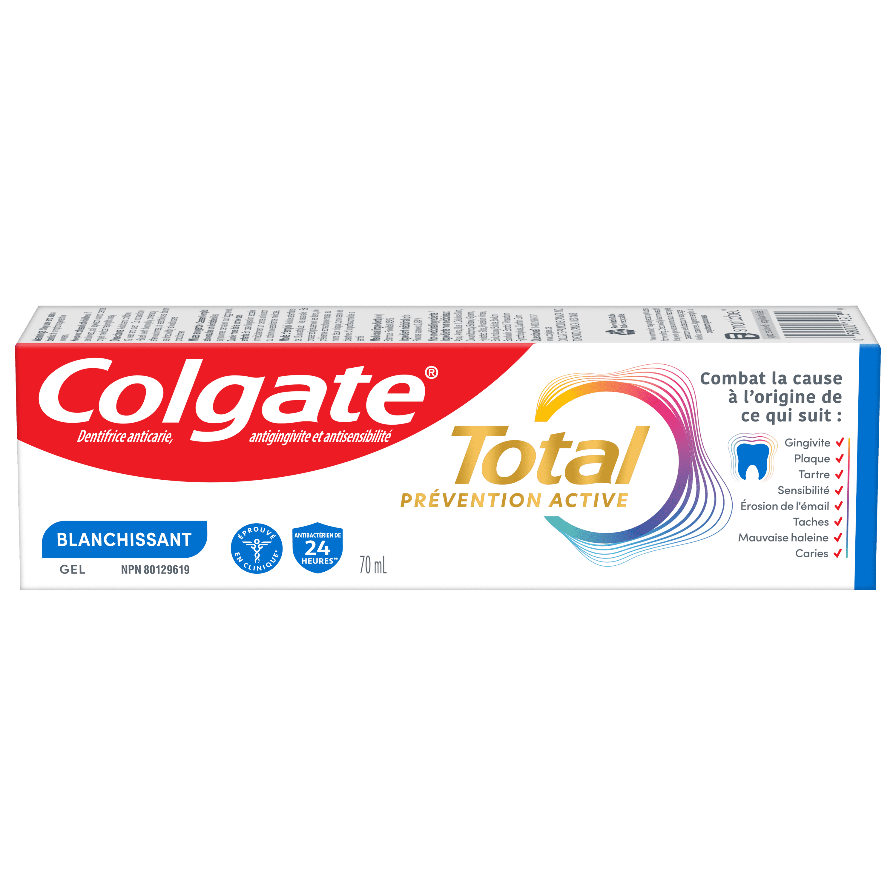 Colgate Total Prevention Active Gel Dentifrice Blanchissant, Menthe, 70 ml