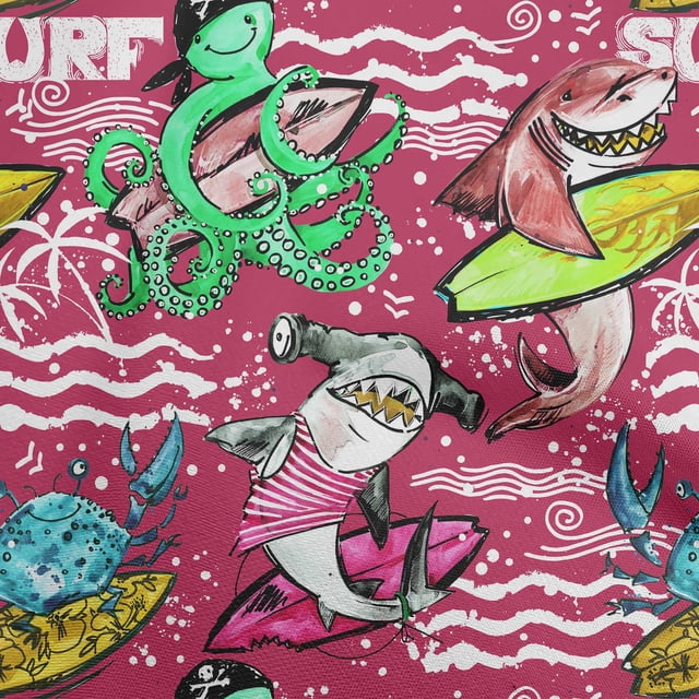 oneOone Silk Tabby Magenta Fabric Ocean Life Sewing Craft Projects Fabric Prints By Yard 42 Inch Wide