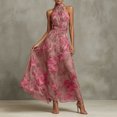 thumbnail image 2 of Levmjia Women's Halter Maxi Dress Floral Print Sleeveless Tie Waist Summer Dress Flowy Elegant Evening Party Dress, 2 of 5