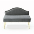 thumbnail image 1 of 46.5" Modern Pleated Velvet Loveseat Sofa,Mid-Century Settee Luxury Armless 2 Seat Couch,Upholstered Tufted Dining Bench Office Loveseat w/Gold Metal Leg for Small Spaces, Gray, 1 of 5
