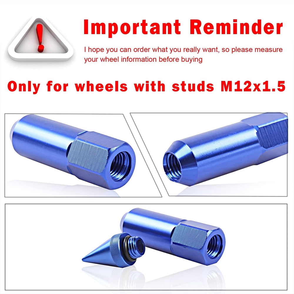 OSIAS 20PCS M12X1.5 Racing Wheel 60MM Lug Nuts With Socket Key For Honda
