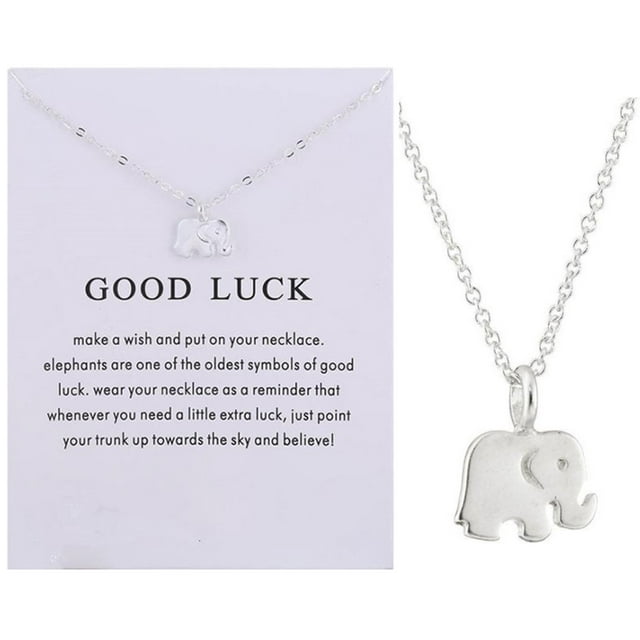 Collar Buena Suerte Elefante Colgante Cadena Collar con Tarjeta de Mensaje Tarjeta de Regalo