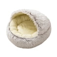 thumbnail image 1 of Cama cueva cálida para gatos con capucha, suave y acogedora cama de felpa para perros, con autocalentamiento y acurrucamiento Café 60cm, 1 of 9