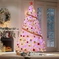 thumbnail image 2 of 7.5FT Pink Flocked Artificial Christmas Tree with 1200 Branch Tips, Xmas Tree with Hinged Design & Foldable Base, Grand Holiday Decoration for Large Living Spaces & Outdoor Areas, 2 of 9