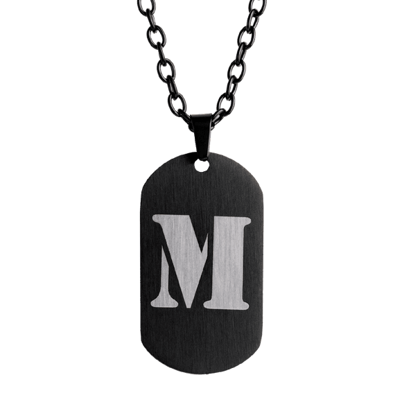 Collar Hombre de Inicial Letra A LUCKMAN, Acero Inoxidable Color Negro, Modelo Dylan negro UNITALLA