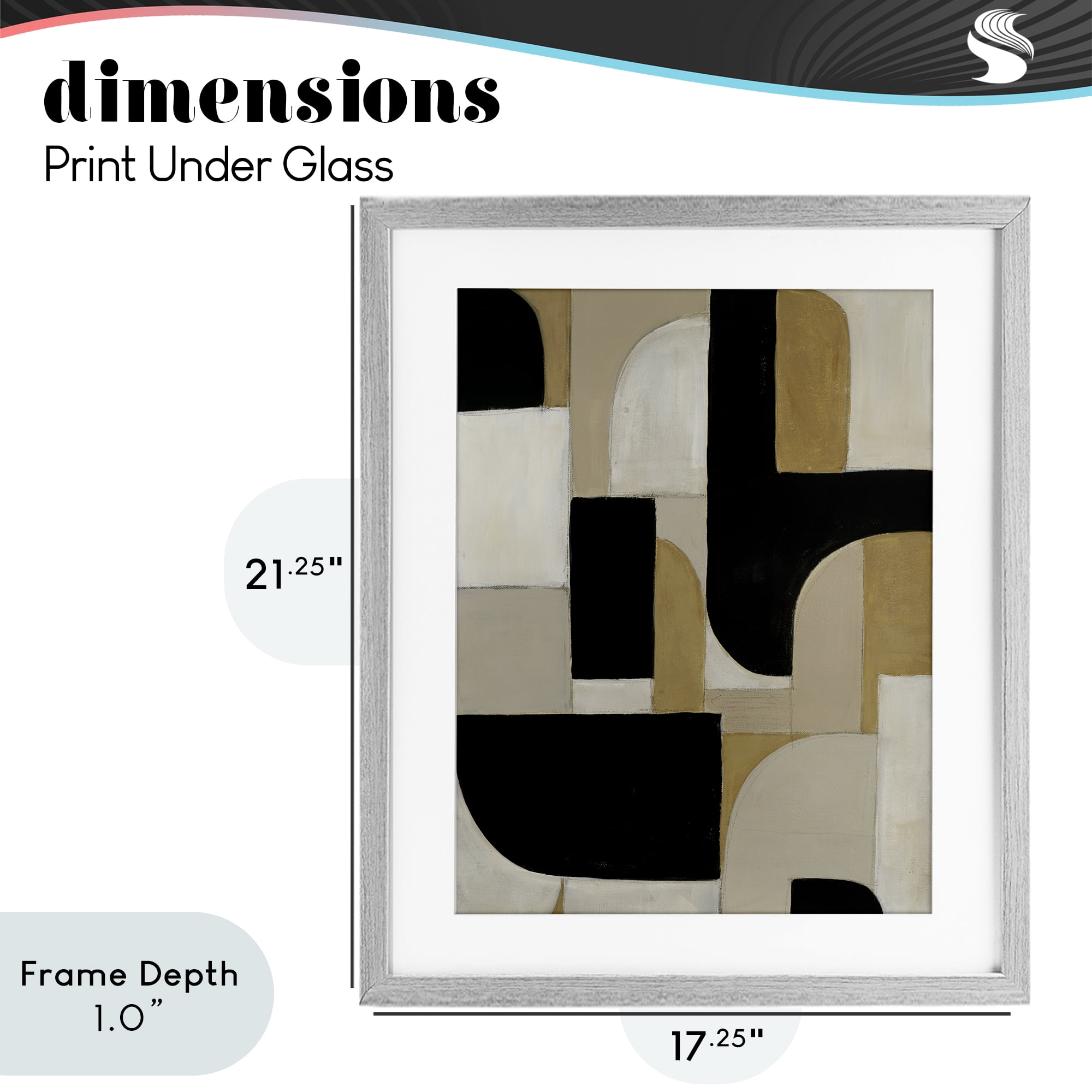 Stupell Industries Black & Neutral Shapes Gray Framed Print Under Glass, design by Kippi Leonard