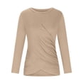 thumbnail image 3 of Besolor 2024 Chemise à Manches Longues pour Femmes Tunique Décontractée Printemps Automne Hauts Croisés Froncé devant Blouse Col Rond T-Shirts, 3 of 5