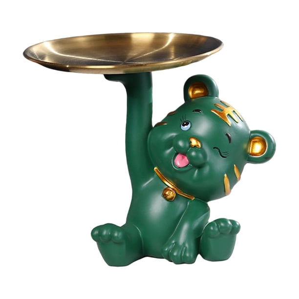 Adorable estatua de tigres almacenamiento de llaves estatuilla joyería baratijas almacenamiento decoración del hogar bandeja para decoraciones Sunnimix Estatua de resina