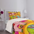 thumbnail image 5 of Ambesonne Animal Cartoon Quilted Bedspread Set 2 Pcs, Funky Floral, Twin Size, Multicolor, 5 of 6