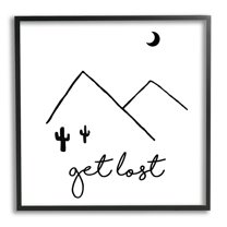 Stupell Industries Get Lost Desert Adventure Scene Minimal Line Doodle Graphic Art Black Framed Art Print Wall Art, Design by J. Weiss
