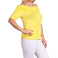 thumbnail image 4 of eVogues Women's Short Sleeve Off Shoulder Top Yellow, 4 of 6