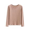 thumbnail image 2 of Naittoop Pajama Tops for Women Modal Long Sleeve Sleep Shirt, Soft Solid Color Pajama Shirt, Regular Fit Lounge Top, 2 of 5