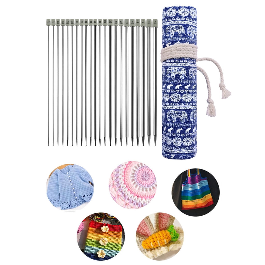 11Pairs Single Pointed Knitting Needle Bag Case 25.0cm Straight Knitting Needle