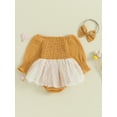 thumbnail image 4 of Bagilaanoe Newborn Baby Girls Long Sleeve Romper Dress + Headband 6M 12M 18M 24M Infant Mesh Patchwork A-line Dresses, 4 of 9