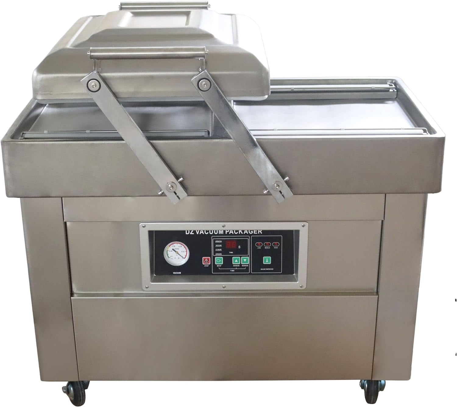 EQCOTWEA Commercial Vacuum Sealer Two Chambers Sealing Length 15.7" Stainless Steel 220V