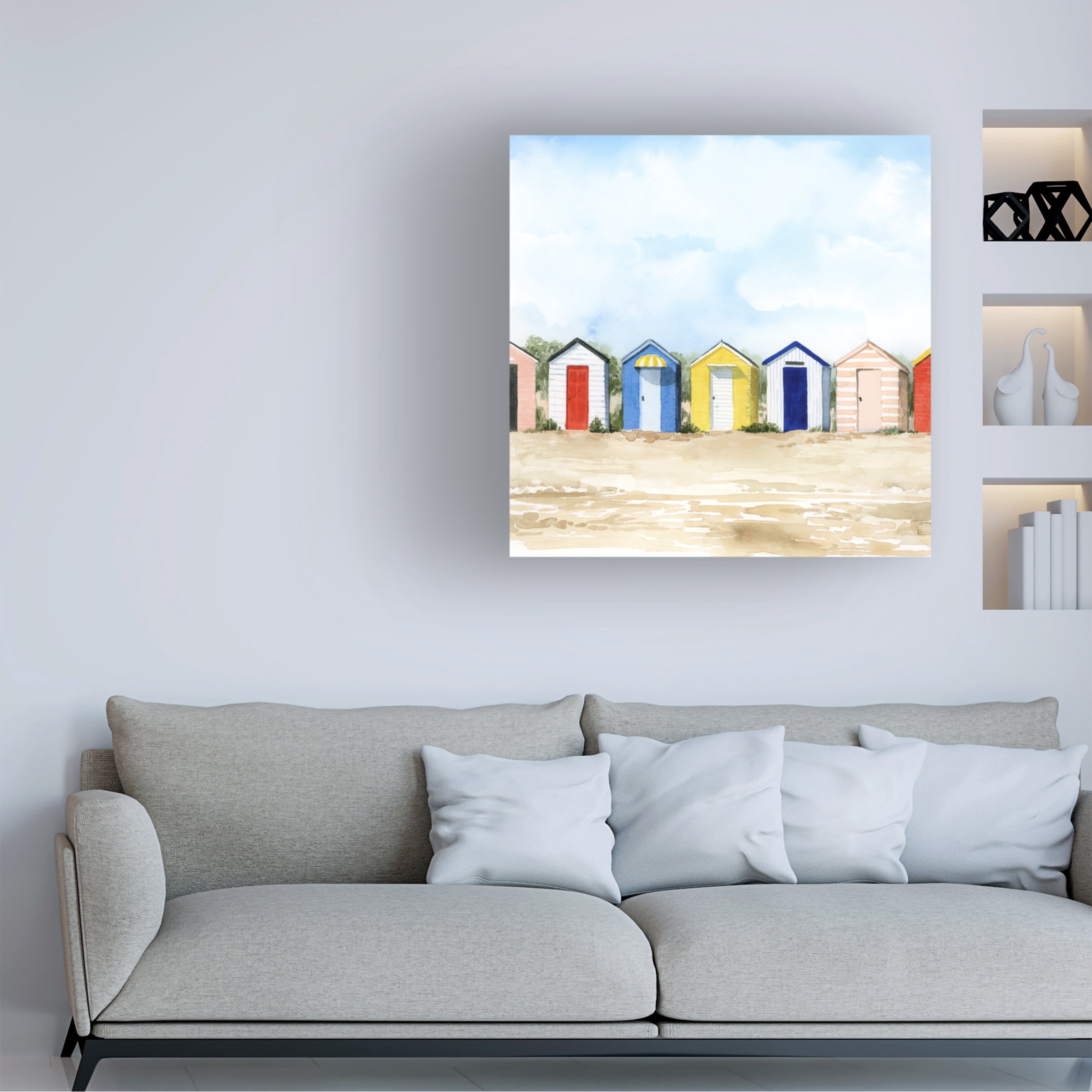 Grace Popp 'Beach Huts II' Canvas Art