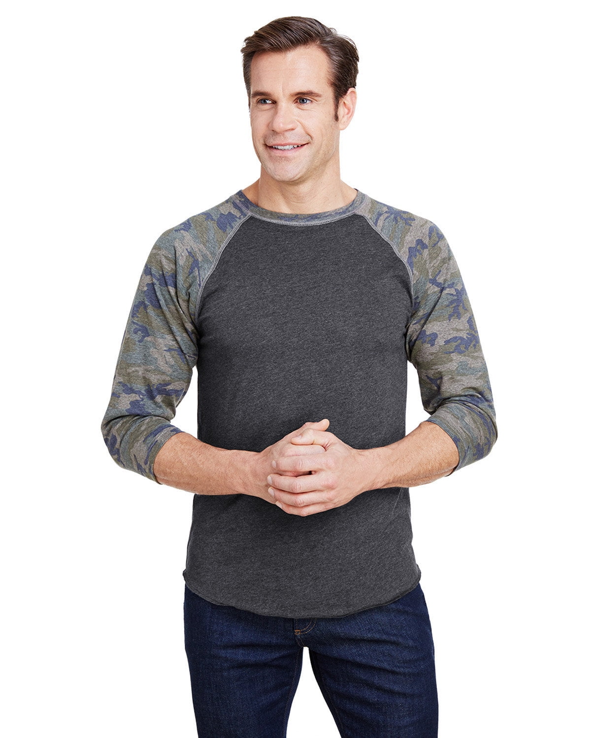 Aquaguard 100% Cotton Men's Vintage Baseball T-Shirt crew neck tee (3 Pack) - 2XL - VN Smoked/VN Camo