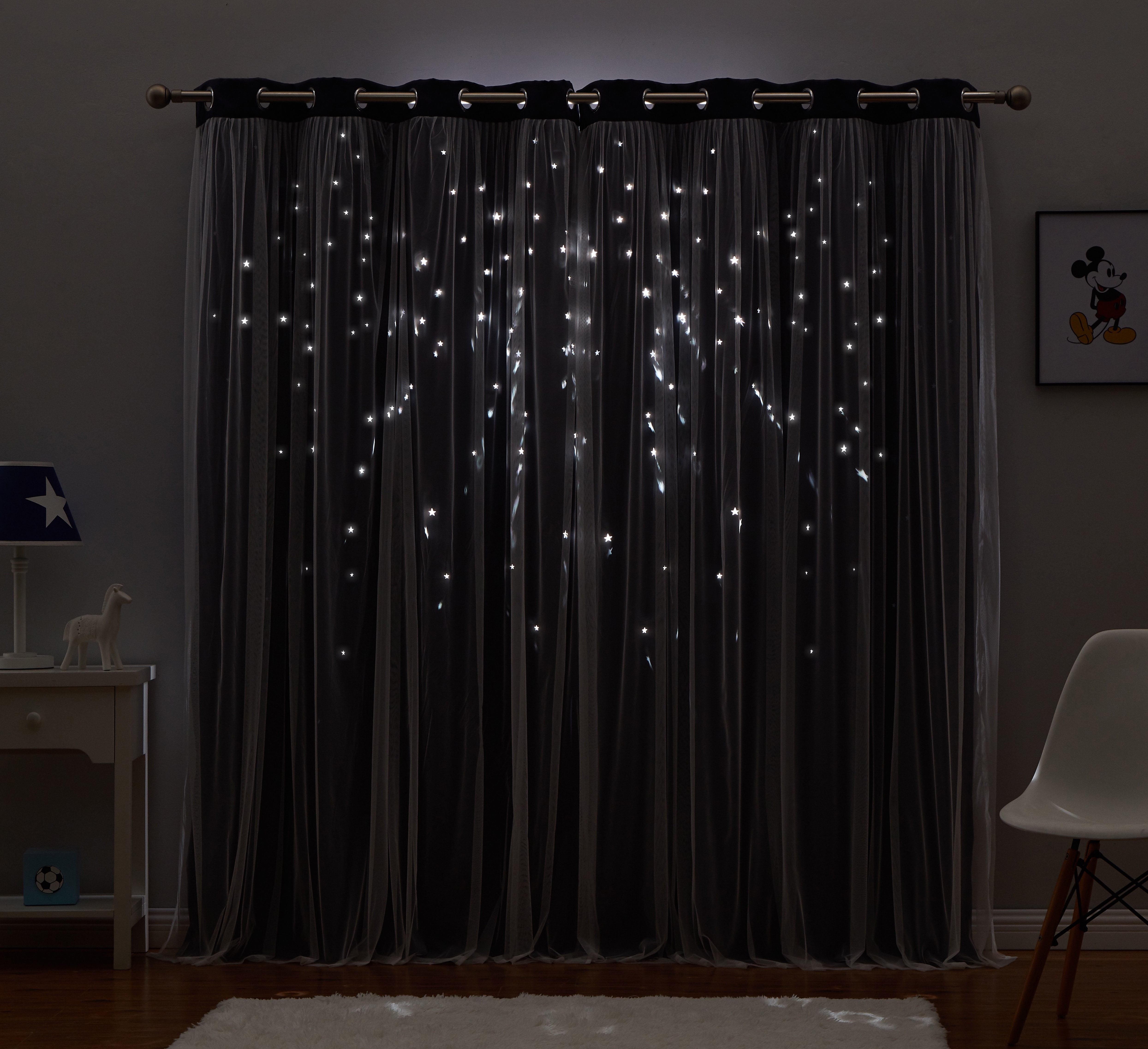 Star Cut-out Blackout Window Panel Pair Charcoal 50x84X2