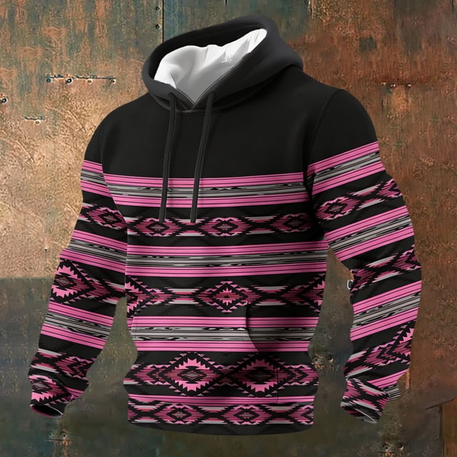 Sweat à Capuche pour Hommes avec Poches pour Style Occidental Aztèque Décontracté Manches Longues Coupe Décontractée