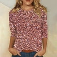 thumbnail image 2 of JGNGSHN Women Sequin Tops, 3/4 Sleeve Sequin Shirt Crew Neck Blouses Glitter Party Disco Sparkle Top Blouse for Party Club Concert, 2 of 5