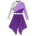 thumbnail image 6 of Doomiva Women Metallic Color Block Praise Dance Dress Church Worship Dress Lyrical Dancewear Purple L, 6 of 6