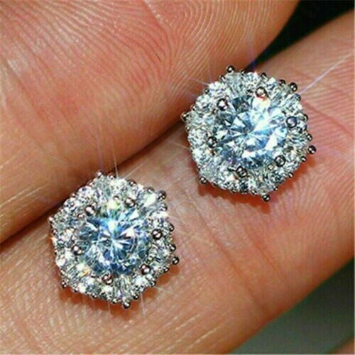 2Ct Round Cut Simulated Diamond beautiful Lab Created Stud Earrings 14K White Gold Plated