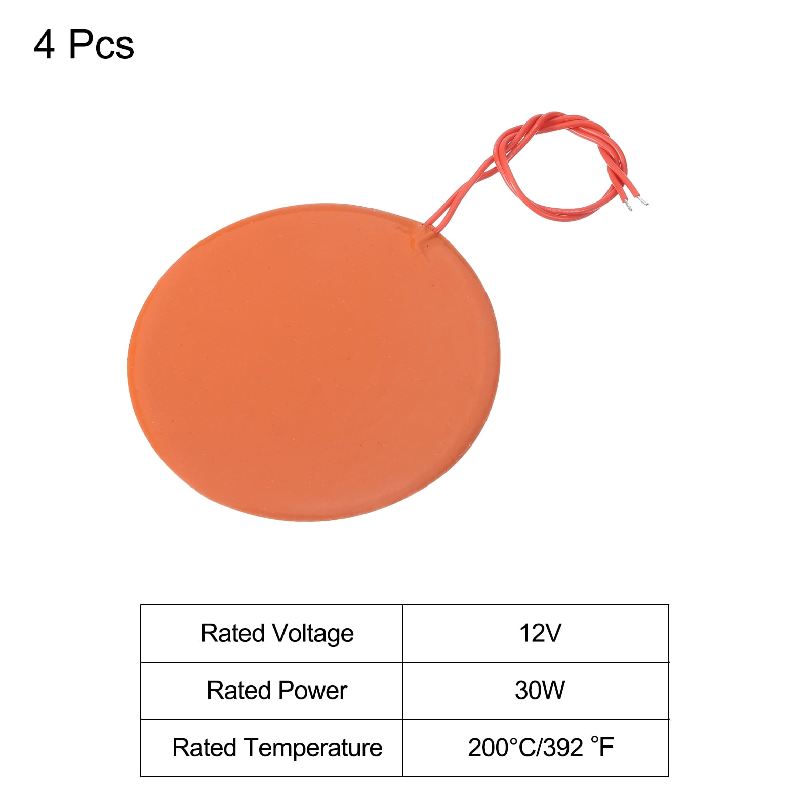 Silicone Heating Pad, 12V 30W Heater Film Flexible Heating Plate 100mm Heater Mat, Pack of 4