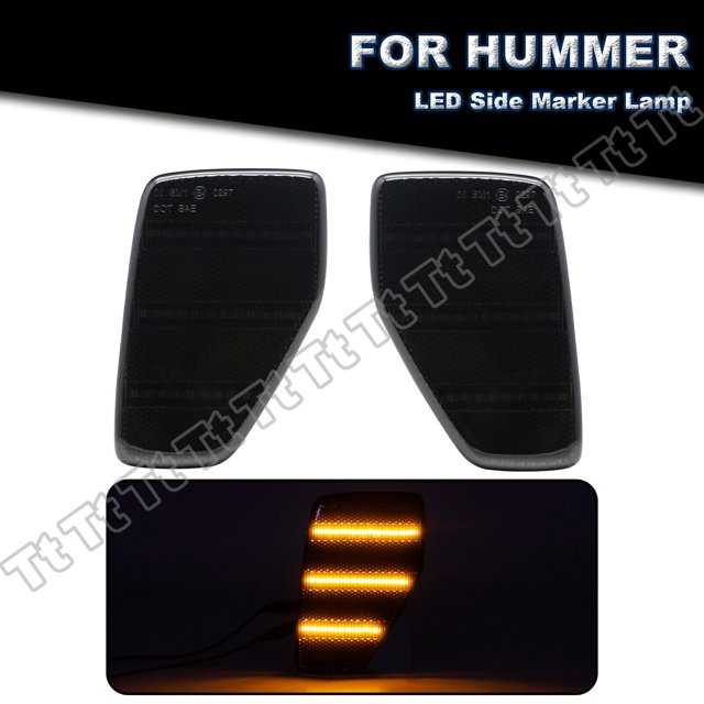 Suitable for 06-10 Hummer H3/09-10 H3T LED front fender side marker light smoked 2x-