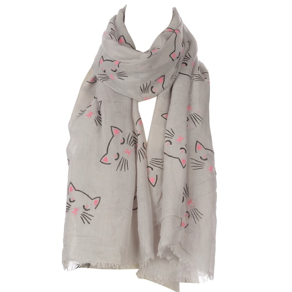 Yokua Womens Spring Summer Voile Thin Scarf Shawl Lovely Cartoon Sleeping Meow for Cat Print Blanket Beach Sunscreen Wraps Neck Warmer