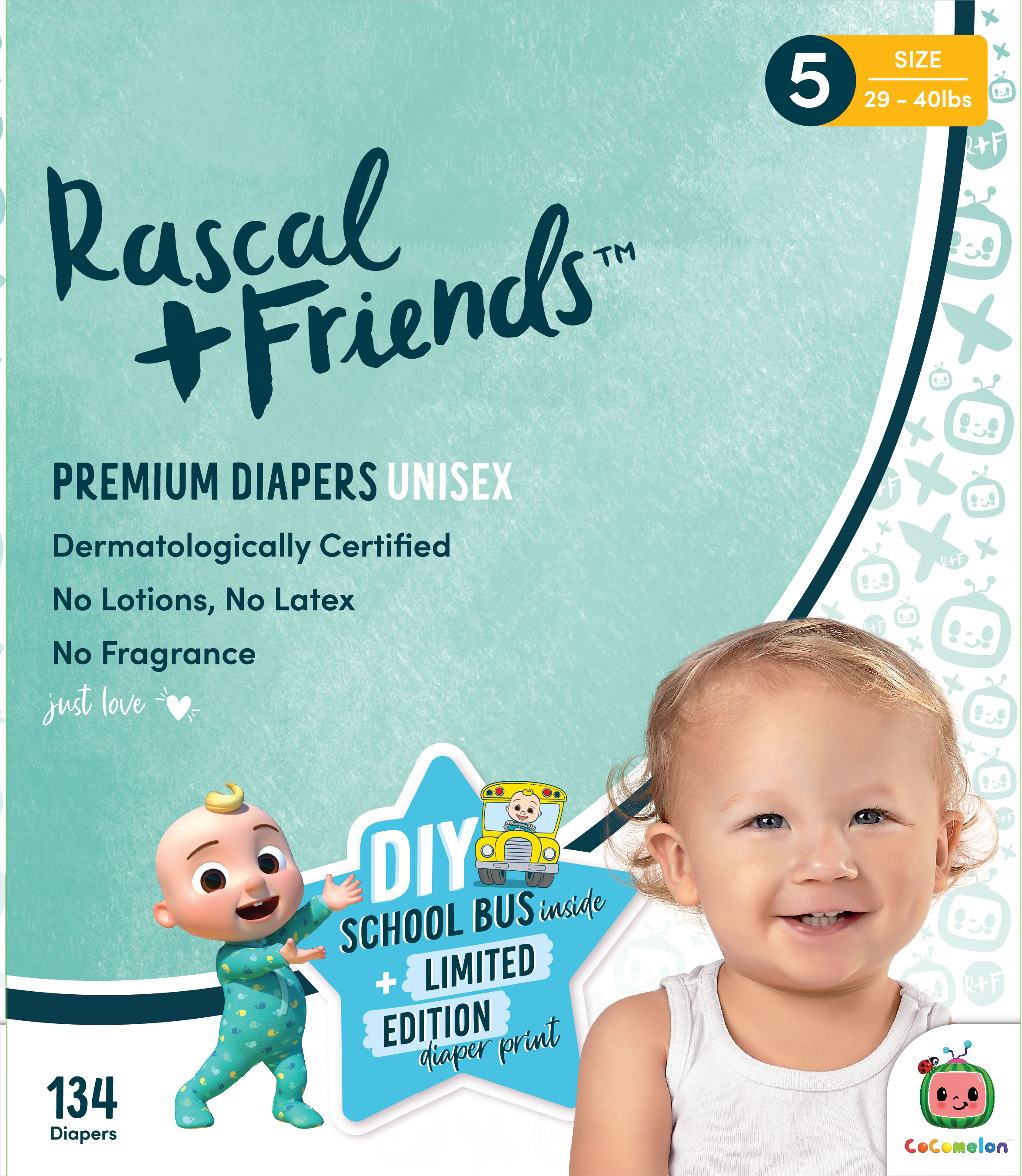 Rascal + Friends Diapers Edition, Size 5, 134 Count (Select